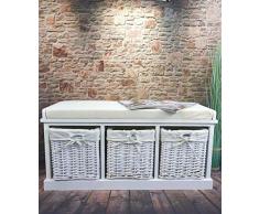 Livitat® Flurbank Truhenbank Garderobenbank 90x35 cm Landaus Shabby Chic Vintage LV4065