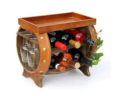 DanDiBo Weinregal Holz Weinfass Braun 33 cm 9064 Bar Flaschenregal Flaschenständer Klein Fass Holzfass mit Glashalter