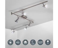 B.K.Licht | LED Deckenleuchte I XXL Länge: 1,8m I Deckenlampe mit 6 schwenkbaren LED-Spots I Metall I Strahler inkl. GU10 Leuchtmittel a 5W | 3.000K | IP20