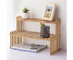 Tisch-Regal Pflanzen-Organizer aus Holz, 2 Etagen, Schreibtisch aus Bambus, Tisch-Finish, Gestell für Topfpflanzen
