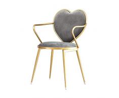QQXX Esszimmerstühle Wohnzimmer Schlafzimmer Wohnzimmerstühle Cafe Elegantes Design Metallbeine Samt Herzform Kissen Frisierstühle 46 * 41 * 85 cm