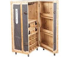 Bar Koffer Barschrank im Vintage Look, Stoff - kleine Bar fürs Wohnzimmer