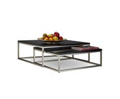Relaxdays Couchtisch Holz FLAT 2er Set 27,5 x 75 x 75 cm HxBxT, flacher Loungetisch, Satztische für Wohnzimmer, schwarz