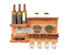 Regal Blumenständer Blumentreppe Blumenregal Pflan JJ Wandregal Weinregal aus Naturholz Multifunktions-Wandregal Weinflaschen- und Glashalter Auf den Kopf gestelltes Tassenregal Wanddekorationseinheit