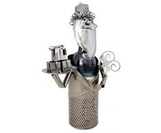 Brubaker Weinflaschenhalter Weihnachtsmann - Weihnachtsdeko Metall - Flaschenständer - mit Grußkarte für Weingeschenk