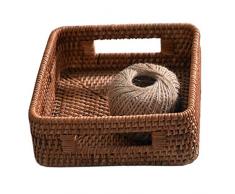 Doitool 1 x Rattan-Schreibtisch-Korb, rechteckig, gewebter Korb mit Griffen, für Badezimmer und Schreibtisch