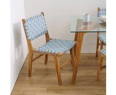 wohnfreuden Esszimmerstuhl Europa grau Teakholz und Leder Stuhl