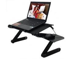 TataYang Laptoptisch Rolltisch Betttisch Notebooktisch Beistelltisch höhenverstellbar Ständer für Linkshänder Sofatisch mit Rollen und drehbar Ablage für Maus mit 2 Stopp-Leisten, Holz (Schwarz 5)