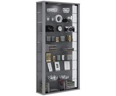 VCM Wandvitrine Sammelvitrine Glasvitrine Wand Vitrine Regal Schrank Glas ohne Beleuchtung Silber Vitrosa Maxi