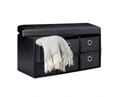 Relaxdays faltbare Sitzbank mit Stauraum in 6 entnehmbaren Fächern HBT: 38 x 76 x 38 cm Sitztruhe aus Kunstleder zum Falten mit Aufbewahrung Ottomane mit entnehmbaren Körben Sitzhocker, schwarz