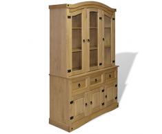 vidaXL Kiefer Massiv Buffetschrank Anrichte Schrank Vitrinenschrank Sideboard