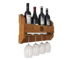 BestLoft.de Original Louis Martel® Weinregal Crystal aus Eiche Flaschen und Gläser Flaschenregal Flaschenständer Weinschrank Flaschenhalter massiv (4-5 Flaschen+4 Gläser)