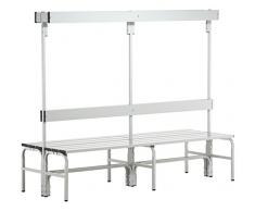Sypro Umkleidebank aus Edelstahl für Nassräume und den Außenbereich - HxT 1600 x 695 mm - L 1500 mm, ohne Schuhrost, Hakenleiste mit 12 Haken - Bank Bank aus Holz Metall Kunststoff Bänke Bänke aus Holz Metall Kunststoff Edelstahl-Bank