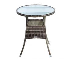 ESTEXO Polyrattan Beistelltisch Gartentisch Rattan Tisch Balkontisch Gartenmöbel Rund Kaffeetisch Teetisch Couchtisch Rattantisch (Beige-Braun)