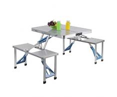 XWQYY Klappbarer Picknicktisch Tragbarer Camping Tisch Aluminium Catering Outdoor Strand Angeln Reisen BBQ Es Rechteck Tisch Verstellbar Einfach Aufbewahrungstische,Silver-85.5x67x67cm