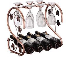 1yess Metallweinhalter Weinregal mit Glashalter Kreative Weinflasche Regal Aufsatz- Anzeige Wein-Halter Geschenke Dekorationen Inneneinrichtung