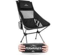 Ultraleichter klappbarer Campingstuhl mit Langer Rückenlehne und Kissen Outdoorstuhl Strandstuhl Reisestuhl Anglerstuhl - nur 995g! Traglast 150kg (330 lbs) Farbe Grau