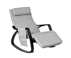 SoBuy FST20-HG NEU Schaukelstuhl mit Tasche 5-Fach verstellbares Fussteil Schwingsessel Relaxsessel schwarzes Gestell Belastbarkeit 150kg grau