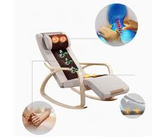 JIEJIE 3D Rückenmassage Schaukelstuhl, Schaukel Design, verstellbare Kissen, mit 6 Massagemodi for Vibrations- und Heizung, Holz- Armlehnen, Leinen Cover-Design QIANGQIANG