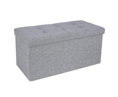 SONGMICS 76 cm Sitzbank Sitztruhe Aufbewahrungsbox Sitzhocker belastbar bis 300 kg leinen Hellgrau LSF47G