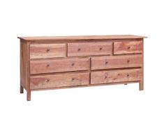 N / A vidaXL Sideboard Mit 7 Schubladen, Vitrinenschrank Küchenschrank Esszimmerschrank, Massivholz für Wohnzimmer, Schlafzimmer, Flur, Bad 160×45×72 cm