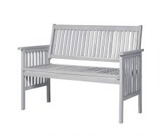Outsunny 2-Sitzer Sitzbank Gartenbank Holzbank Bank mit Armlehne Landhausstil Akazienholz Grau 117 x 63 x 90 cm