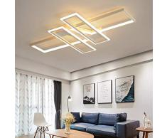 Wohnzimmerlampe Modern LED Decke Dimmbar Acryl Lampenschirm Deckenleuchte Chic Eckig Designer-Lampe Esszimmer Esstischlampe Fernbedienung Deko Deckenlampe Pendelleuchte Küche Landhaus Flur Leuchten