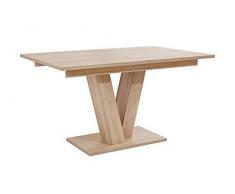 HOMEXPERTS Esszimmertisch mit Auszug DAVID / Ess-Tisch in Eichen-Holz Optik hell-braun / Säulentisch 140cm / Synchron-Auszug ausziehbar auf 180 cm / Auszugstisch / 140-180 x 90 x 75cm (LxBxH)