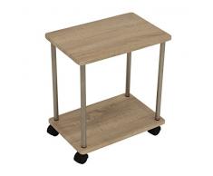 lifestyle4living Beistellwagen, Beistelltisch, Tisch, Wohnzimmertisch, Konsole, Blumenhocker, Blumenwagen, Sonoma Eiche Nachbildung, 4 Rollen