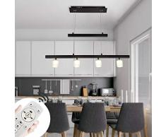 Modern Esstischlampe Jojo LED Pendellampe Schwarz 24W Dimmbar Esstish Hängeleuchte mit Fernbedienung für Esszimmer Eßtischleuchte 4-flammige Wohnzimmer