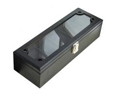 Schwarz Holz 5 Uhr Klarglas Veranstalter Vitrine & Aufbewahrungsbox mit abnehmbaren Kissen Sammlung Schmuck Halter Boxen