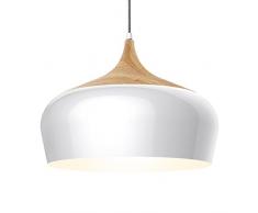 Tomons Pendelleuchte Holzimitat rustikal mit Nylon-ummantelten Netzkabel, E27, max. 60W Glühbirne oder 12W LED-Lampe, für Esszimmer, Wohnzimmer, Arbeitszimmer - PL1001