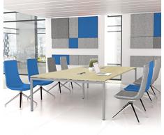 NOVA Konferenztisch 320x164cm Ahorn mit ELEKTRIFIZIERUNG Besprechungstisch Tisch, Gestellfarbe:Silber