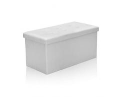 Hengda Sitzbank mit Stauraum, Sitzhocker, Sitztruhe, faltbar, PVC Aufbewahrungsbox, Fußablage, 80 L, belastbar bis 300 kg, 76 x 38 x 38 cm, Weiß