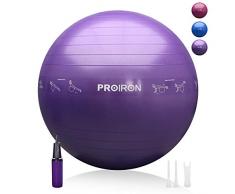 PROIRON Yoga Ball Übungsanleitung G edruckt Gymnastikball 55cm 65cm 75cm Schwangerschaft Balls Anti-Burst Sitzball mit Pumpe für Fitness Pilates Physiotherapie