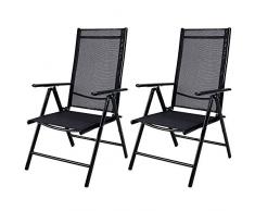 Deuba 2er Set Gartenstuhl Alu Hochlehner 7-Fach verstellbar Klappbar Wetterfest Klappstuhl Aluminium Anthrazit