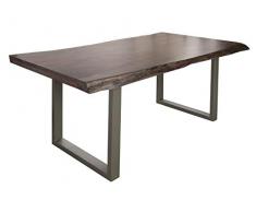 MASSIVMOEBEL24.DE Baumtisch Akazie 180x90x79 grau lackiert/U-Beine Silber matt Freeform 5