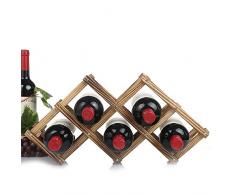 Weinregal Holz Weinregal freistehend für Tischbar oder Theken modernes minimalistisches Design einfache Montage süße und trockene Weine für kleine Haus Wet Bar ( Color : Wood , Size : 6 Bottles )