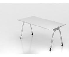 Bümö® Schreibtisch höhenverstellbar | Bürotisch in 6 Dekoren & 7 Formen | Büroschreibtisch Profiqualität (Rechteck: 160x80 cm, Weiß)