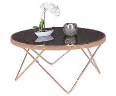 FineBuy Couchtisch FB45659 Glas ø 82 cm Metall Wohnzimmertisch Modern | Glastisch Rund Sofatisch Wohnzimmer Schwarz | Moderner Metalltisch mit Glasplatte | Kleiner Runder Design Tisch