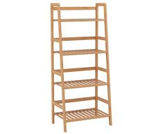 Homfa Bambus Standregal Badregal mit 4Ablagen Küchenregal Aufbewahrungsregal Blumenregal Leiterregal für Küche Badezimmer Balkon 115x48x32cm