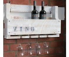 dekorie67 Holz Weinregal mit Gläserhalter fertig montiert Vintage Shabby weiß