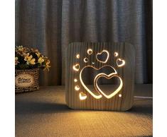 Herz Thema 3D Holzlampe LED Nachtlicht Home Room Decoration Kreative Tischlampen für Jubiläumsgeschenk