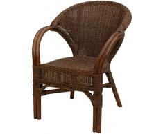 korb.outlet Stapelsessel aus echtem Rattan/Rattansessel, Stapelstuhl mit breiter Armlehne/Bistro-Sessel stapelbar Cafe Gastronomie Sessel (Braun - Dunkel)