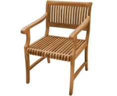 Teako Design Armlehnstuhl Cremona aus Teak unbehandelten Massivholz Wetterfest robust Teakholz Gartenstuhl Balkonstuhl