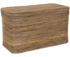 korb.outlet Rattan Wäschekorb/Wäschetruhe mit stabilem Deckel/Wäschesammler, Flur-Bank im Landhaus Stil/Bad-Hocker Sitzhocker Truhe (Rechteckig Natur Grau)