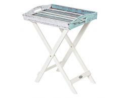 Deliano - abnehmbares Servier-Tablett als Beistelltisch klappbar - aus Akazienholz, Boat Shabby Look - 2-teilig