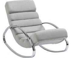 Kare Design Schaukelstuhl Manhattan, Relaxsessel mit Schaukelfunktion, Lounge Sessel mit Fischgrätmuster, Schaukelsesel, Silber-Grau (H/B/T) 81x62x110cm