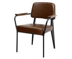 Stühle Schmiedeeisen Sessel Einzel Lässige Zurück Esstisch Retro American Country Industrie Wind Old Home Chair (Color : Brown, Size : 80 * 61 * 56cm)
