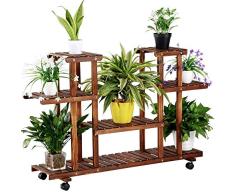 Yaheetech Blumenregal Blumenständer Pflanzentreppe für Indoor Balkon Wohzimmer Outdoor Garten Dekor Pflanzenregal Holz 124 x 33 x 80 cm